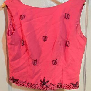 Handmade M/L pink w/purple beading